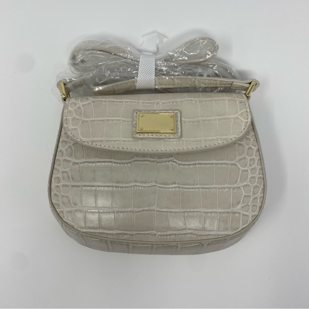 JustFab Shoulder Bag with Metal Plate, Birch Croc